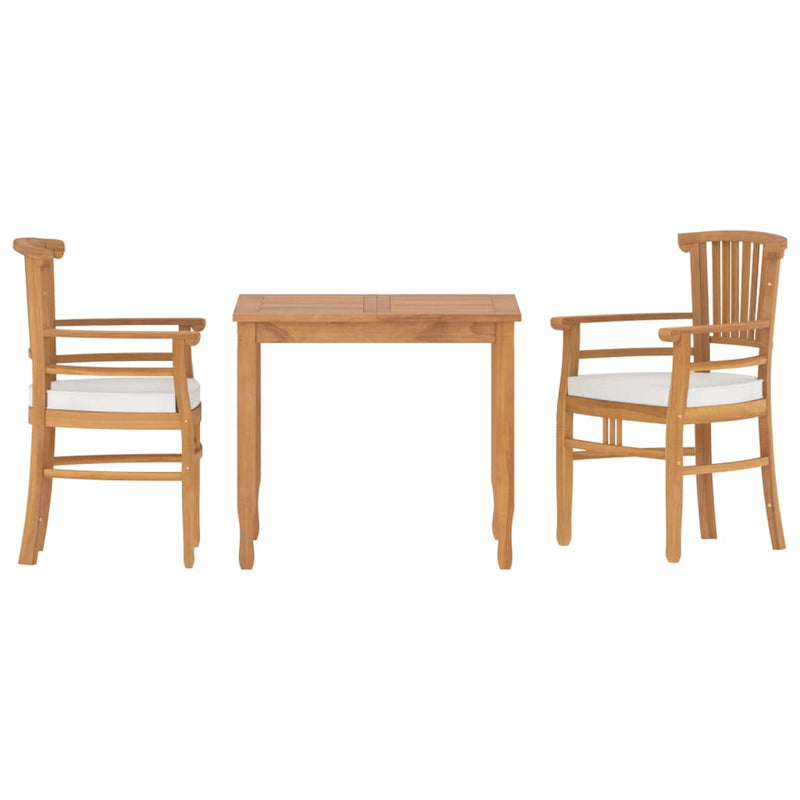 3 Piece Patio Dining Set Solid Wood Teak