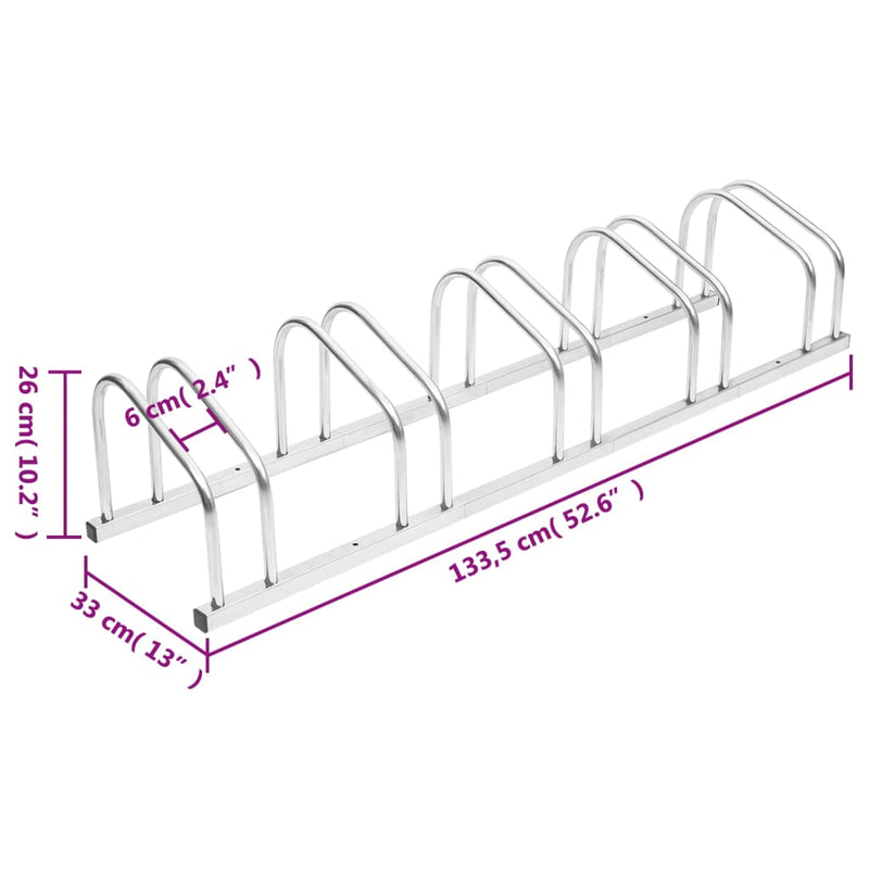 Bike Rack for 5 Bikes Galvanized Steel