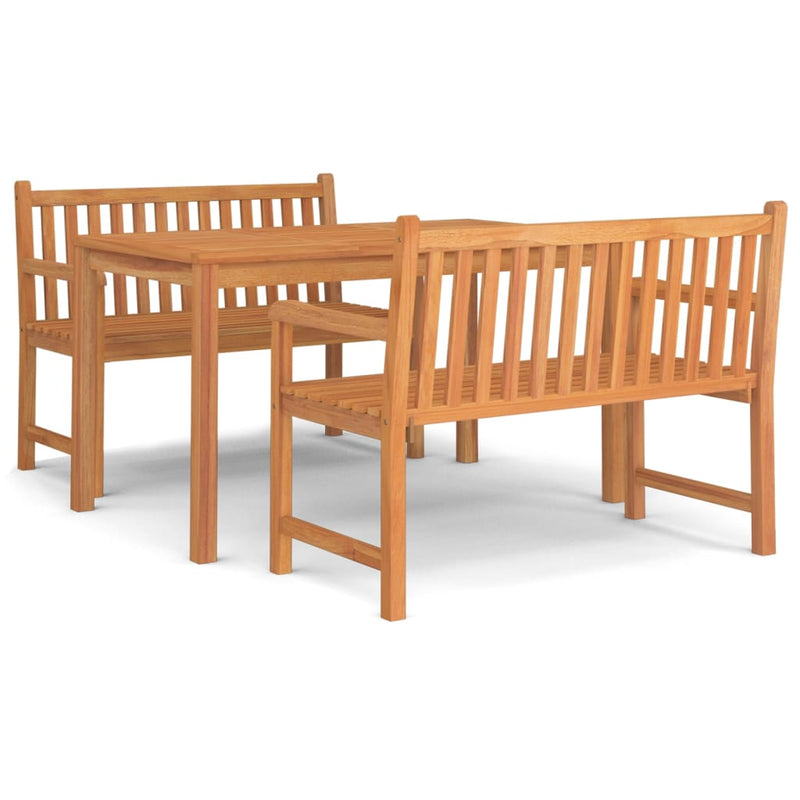 3 Piece Patio Dining Set Solid Wood Teak