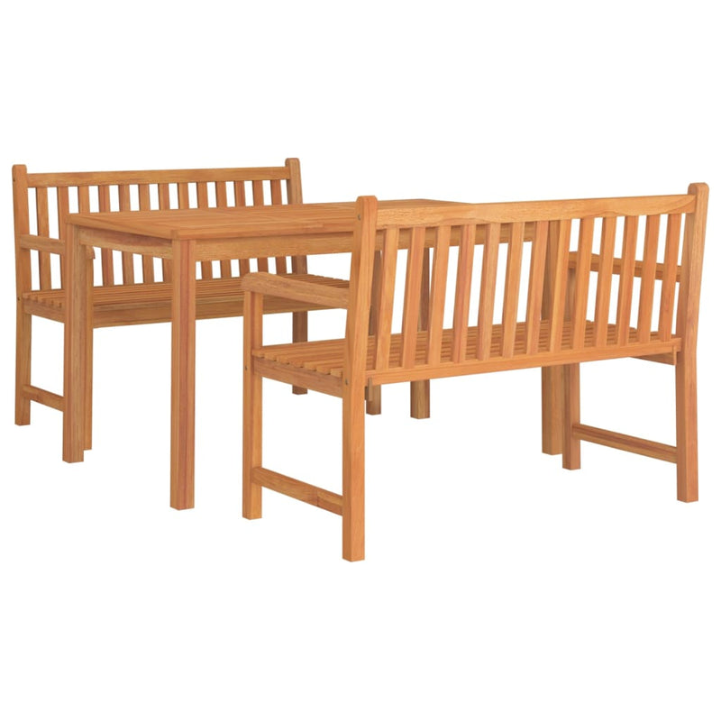 3 Piece Patio Dining Set Solid Wood Teak