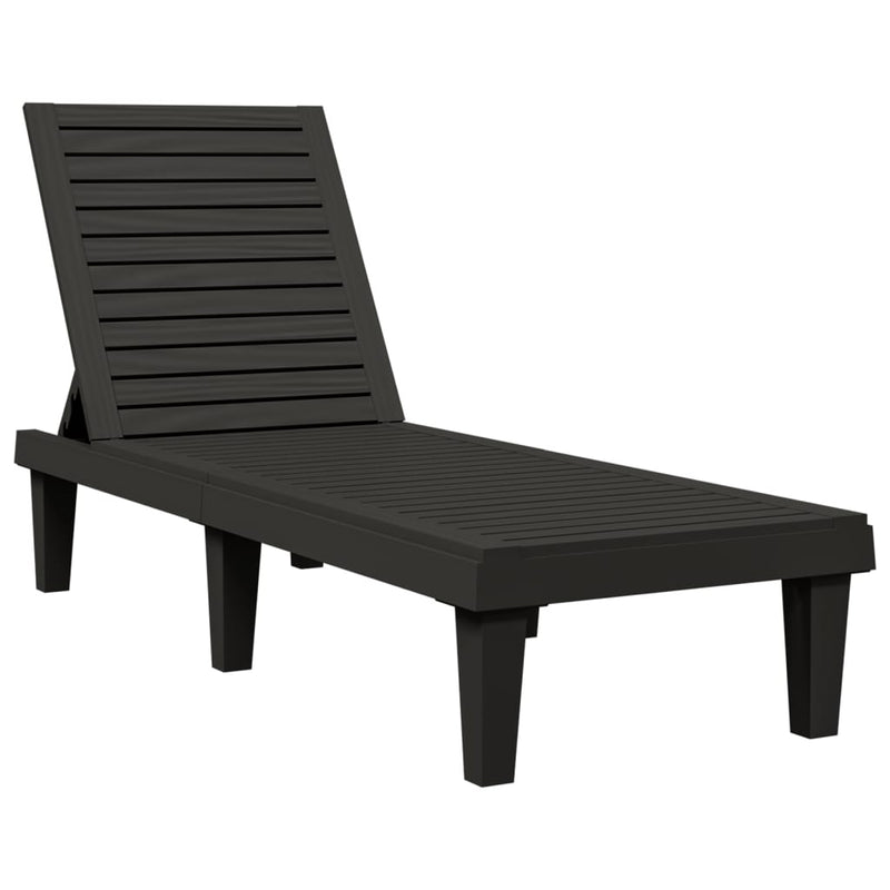 Sun Lounger Black 61"x22.8"x32.7" Polypropylene