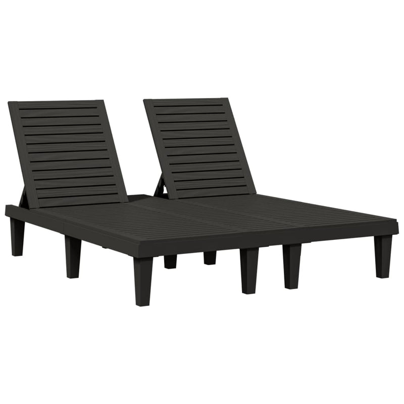 Double Sun Lounger Black 61"x54.3"x32.7" Polypropylene