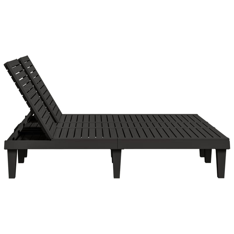 Double Sun Lounger Black 61"x54.3"x32.7" Polypropylene