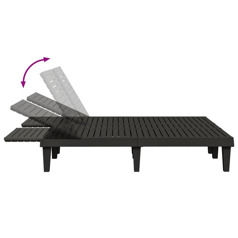 Double Sun Lounger Black 61"x54.3"x32.7" Polypropylene