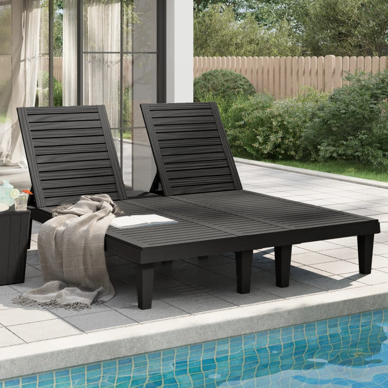 Double Sun Lounger Black 61"x54.3"x32.7" Polypropylene