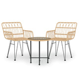 3 Piece Patio Dining Set Poly Rattan