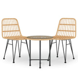 3 Piece Patio Dining Set Poly Rattan