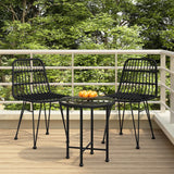 3 Piece Patio Dining Set Black Poly Rattan