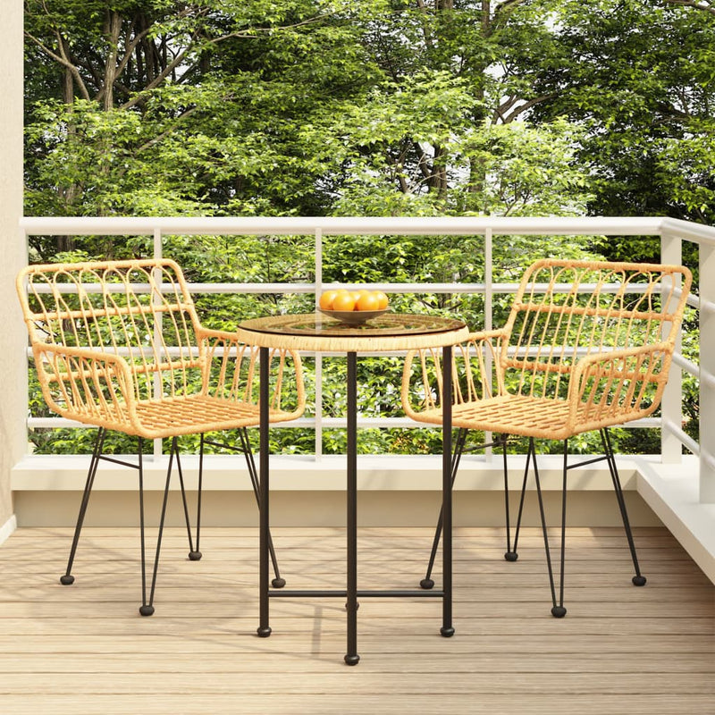 3 Piece Patio Dining Set Poly Rattan