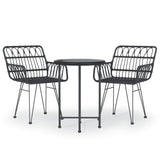 3 Piece Patio Dining Set Black Poly Rattan