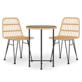 3 Piece Patio Dining Set Poly Rattan