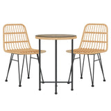 3 Piece Patio Dining Set Poly Rattan