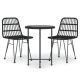 3 Piece Patio Dining Set Black Poly Rattan