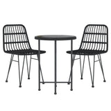 3 Piece Patio Dining Set Black Poly Rattan