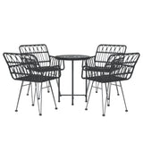 5 Piece Patio Dining Set Black Poly Rattan