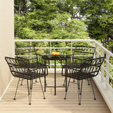 5 Piece Patio Dining Set Black Poly Rattan