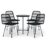 5 Piece Patio Dining Set Black Poly Rattan