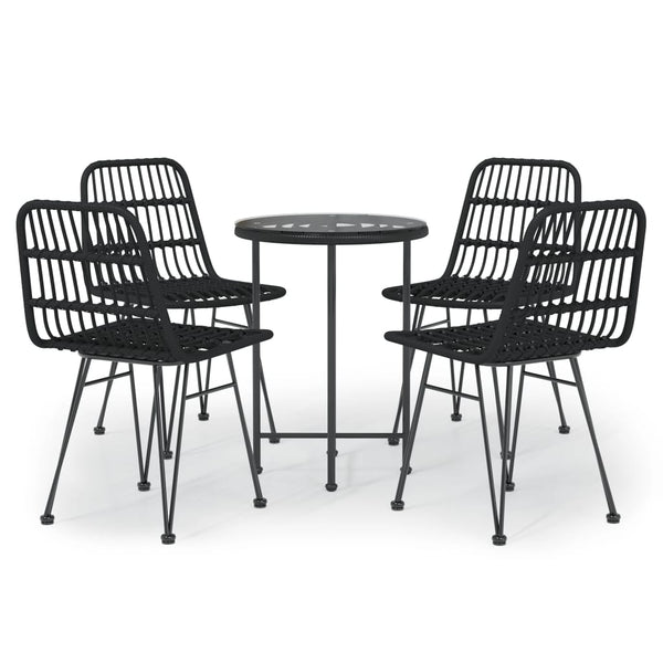 5 Piece Patio Dining Set Black Poly Rattan