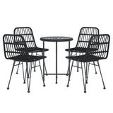 5 Piece Patio Dining Set Black Poly Rattan