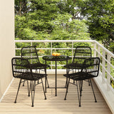 5 Piece Patio Dining Set Black Poly Rattan