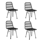 5 Piece Patio Dining Set Black Poly Rattan