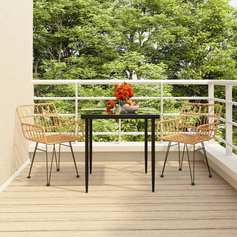 3 Piece Patio Dining Set Poly Rattan