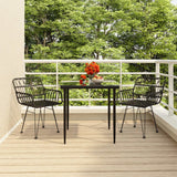 3 Piece Patio Dining Set Black Poly Rattan