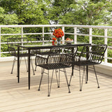 5 Piece Patio Dining Set Black Poly Rattan