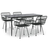 5 Piece Patio Dining Set Black Poly Rattan