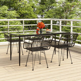 5 Piece Patio Dining Set Black Poly Rattan