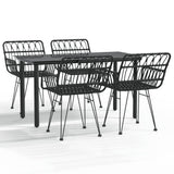 5 Piece Patio Dining Set Black Poly Rattan