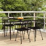 5 Piece Patio Dining Set Black Poly Rattan