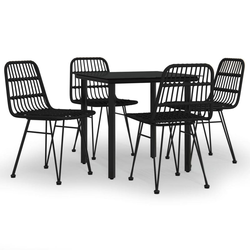 5 Piece Patio Dining Set Black Poly Rattan