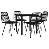 5 Piece Patio Dining Set Black Poly Rattan