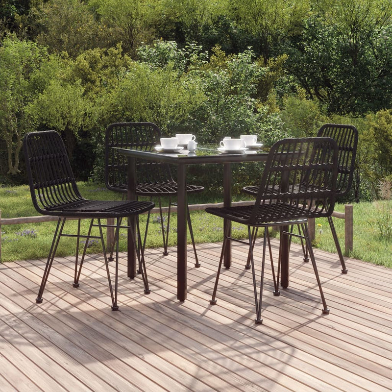 5 Piece Patio Dining Set Black Poly Rattan