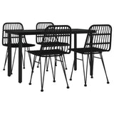 5 Piece Patio Dining Set Black Poly Rattan