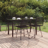 5 Piece Patio Dining Set Black Poly Rattan