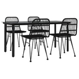 5 Piece Patio Dining Set Black Poly Rattan