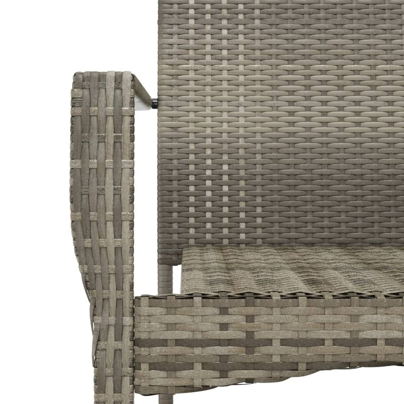 3 Piece Patio Dining Set with Cushions Gray Poly Rattan