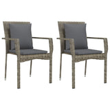 3 Piece Patio Dining Set with Cushions Gray Poly Rattan