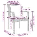 3 Piece Patio Dining Set with Cushions Gray Poly Rattan