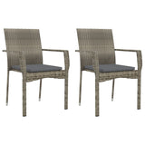 3 Piece Patio Dining Set with Cushions Gray Poly Rattan