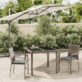 3 Piece Patio Dining Set with Cushions Gray Poly Rattan