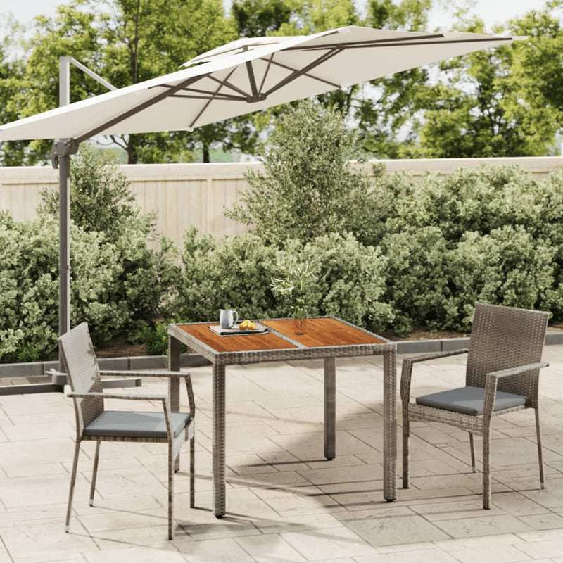 3 Piece Patio Dining Set with Cushions Gray Poly Rattan