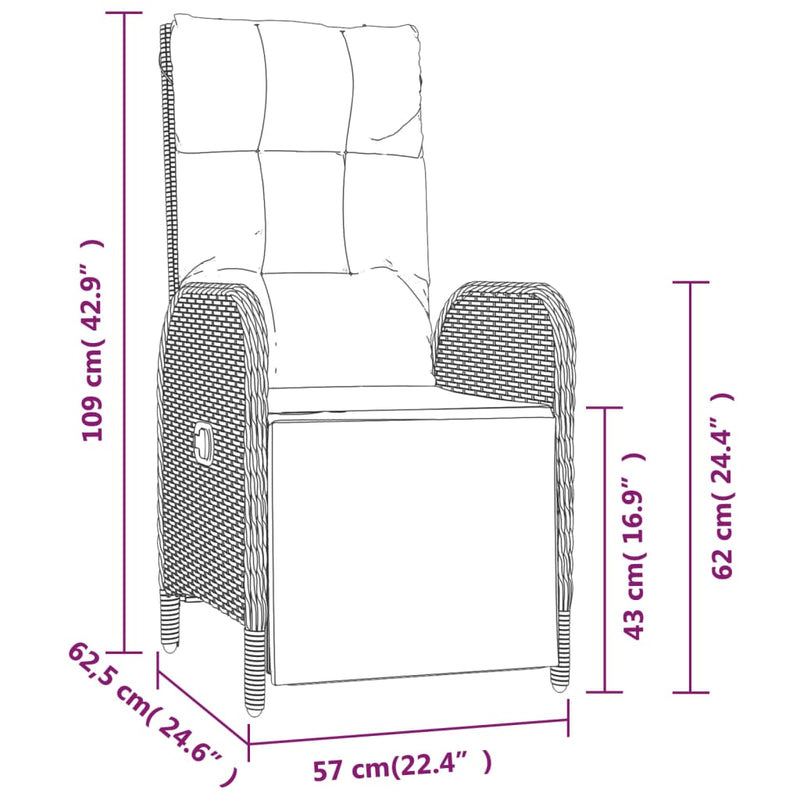 4 Piece Patio Dining Set with Cushions Gray Poly Rattan