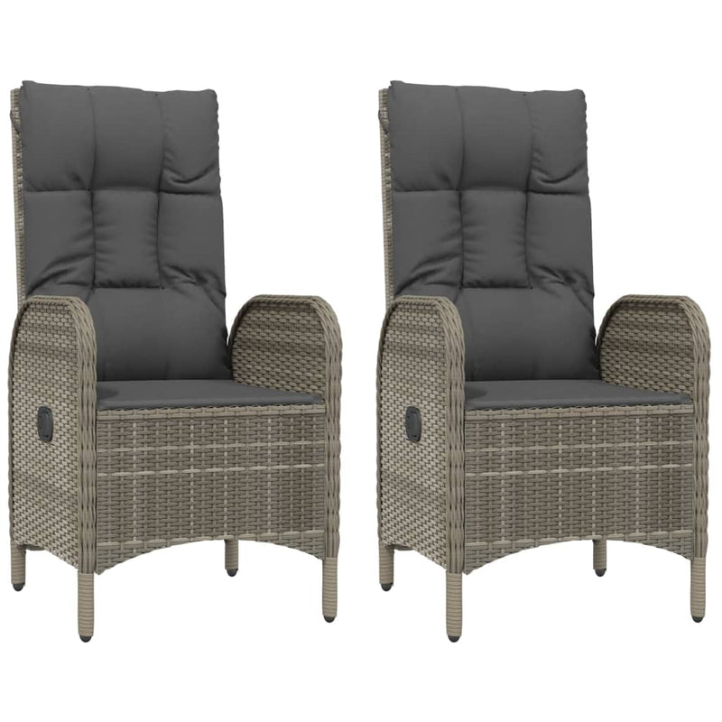 3 Piece Patio Dining Set with Cushions Gray Poly Rattan