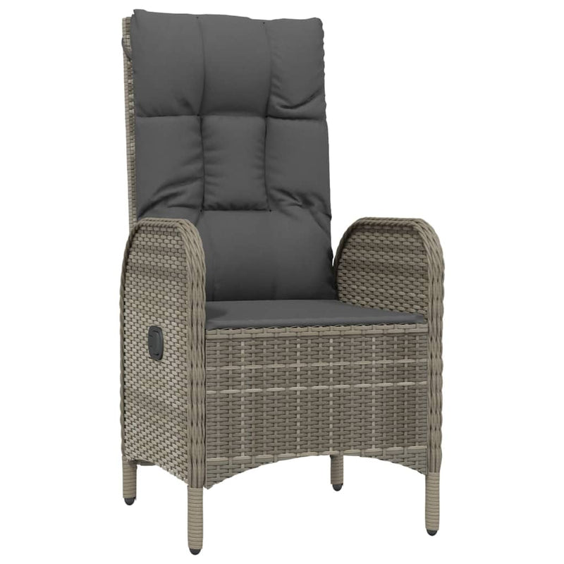 3 Piece Patio Dining Set with Cushions Gray Poly Rattan