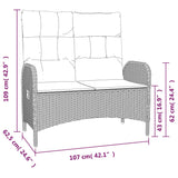 3 Piece Patio Dining Set with Cushions Gray Poly Rattan