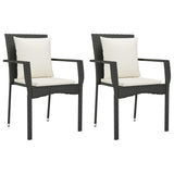 3 Piece Patio Dining Set with Cushions Black Poly Rattan