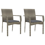 3 Piece Patio Dining Set with Cushions Black and Gray Poly Rattan